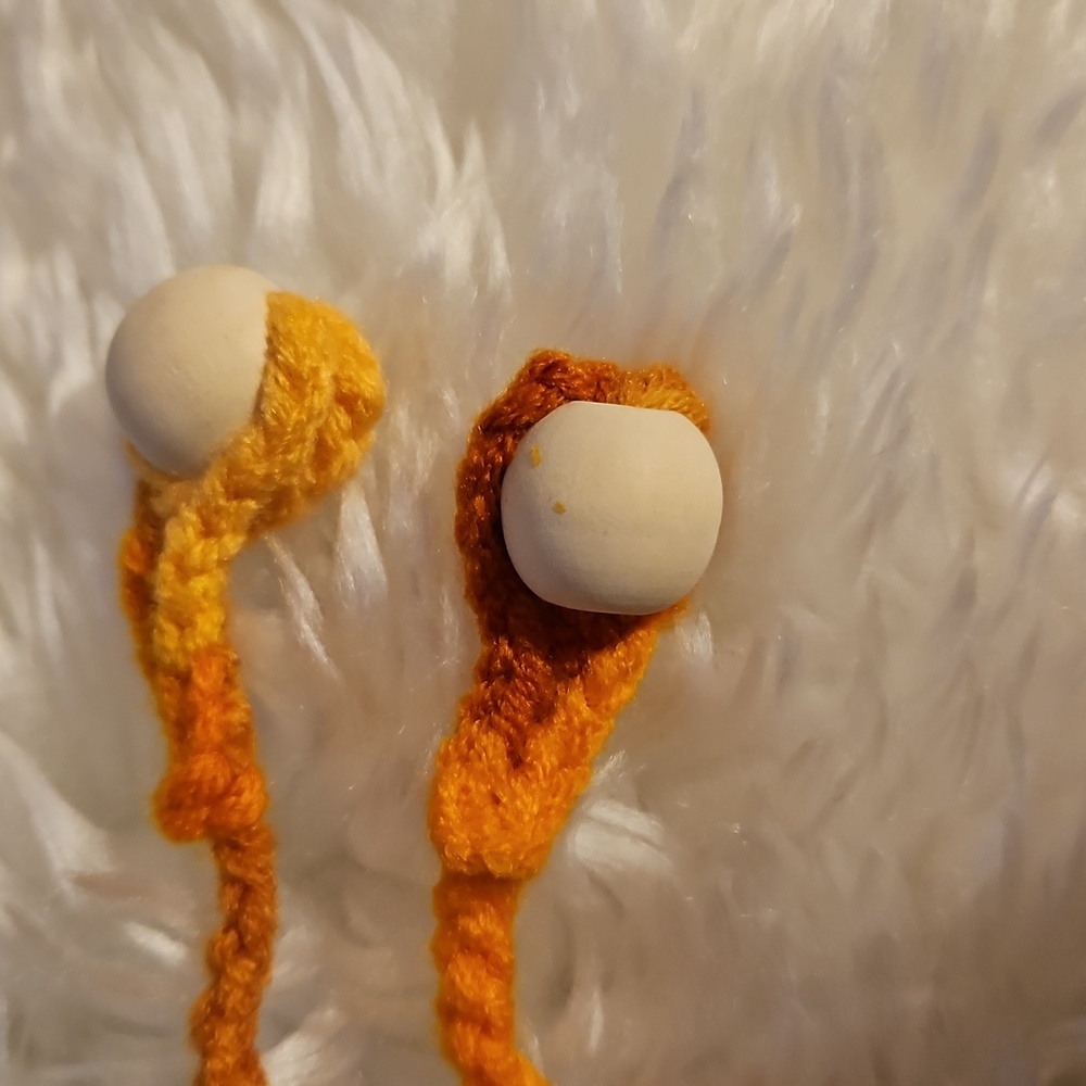 Handmade Orange Crochet Necklace and Earring Set Hand Knit Fall Jewelry beaded - Picture 9 of 17